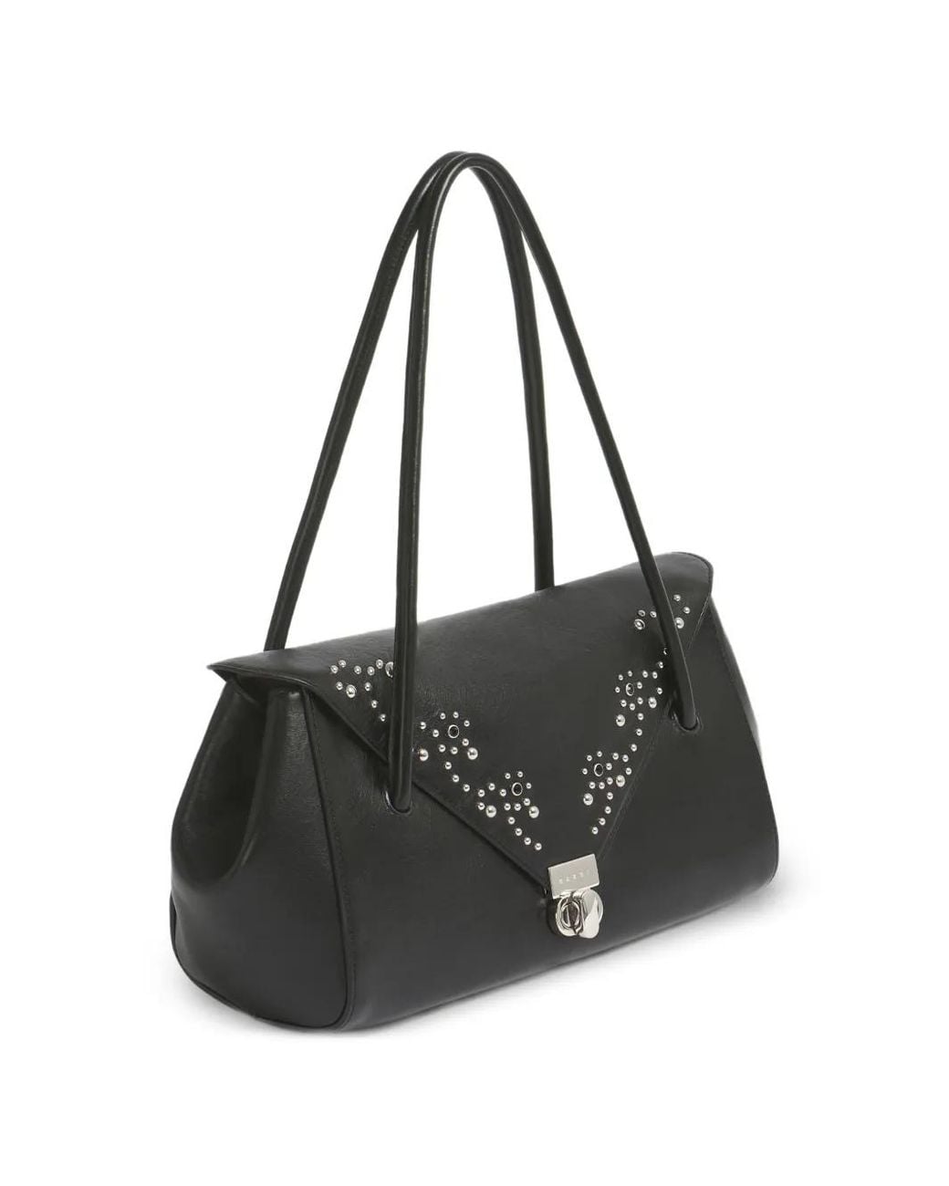 Marni Black Studded Leather Shoulder Bag