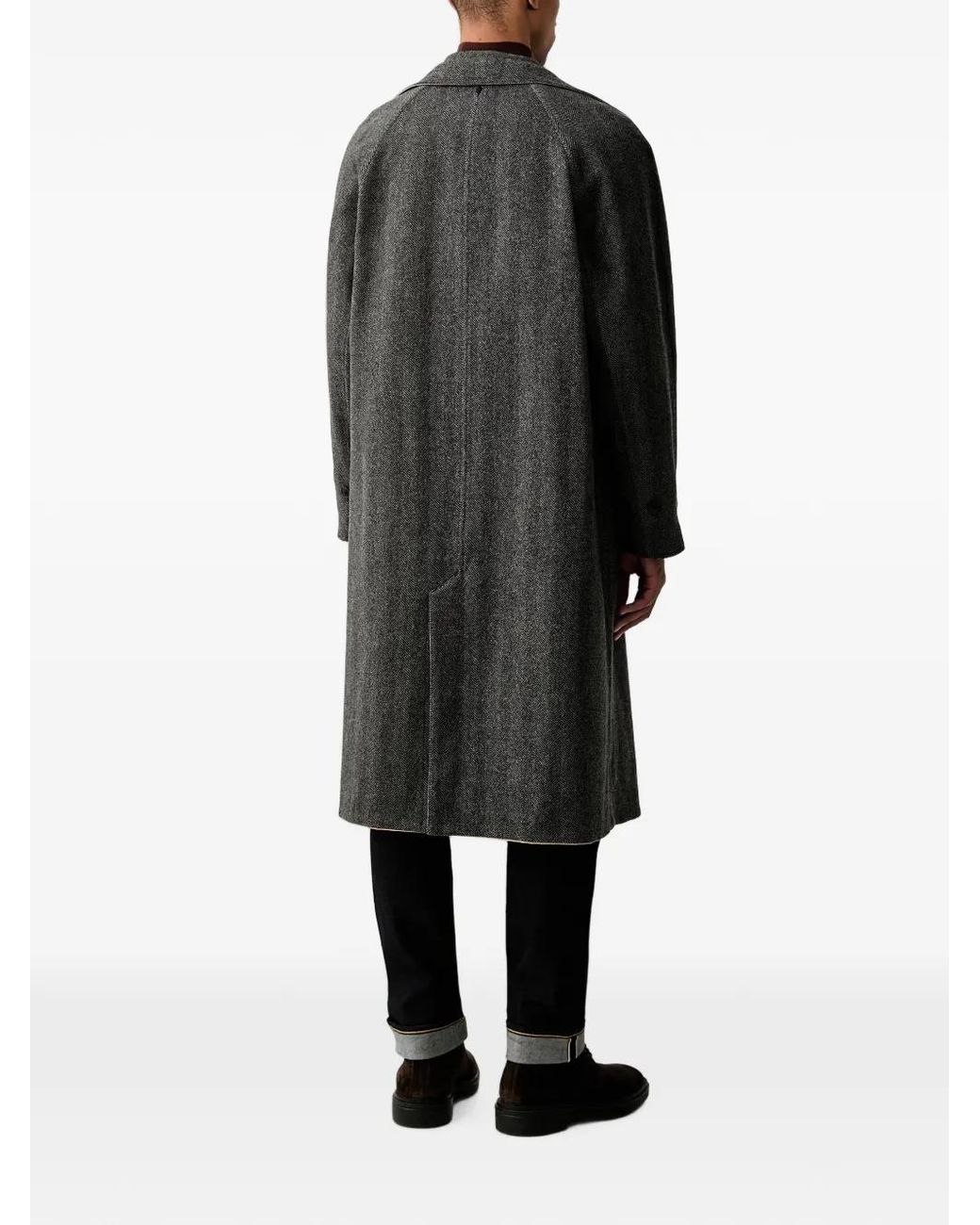 Trussardi Natural Reversible Herringbone-Pattern Coat for men