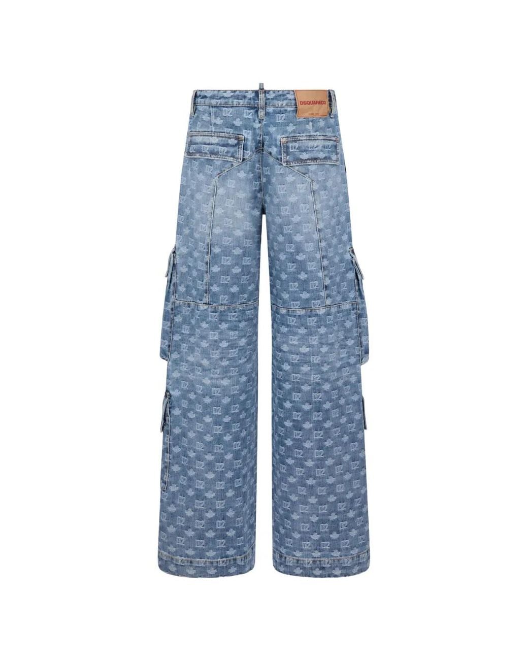 DSquared² Blue Logo-Print Trousers