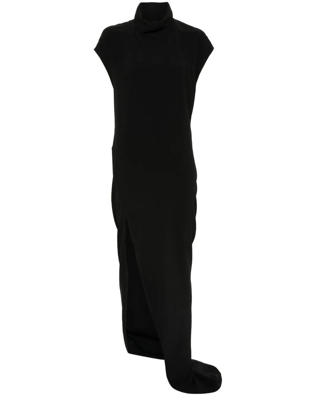 Rick Owens Black Edfu T Asymmetric Maxi Dress