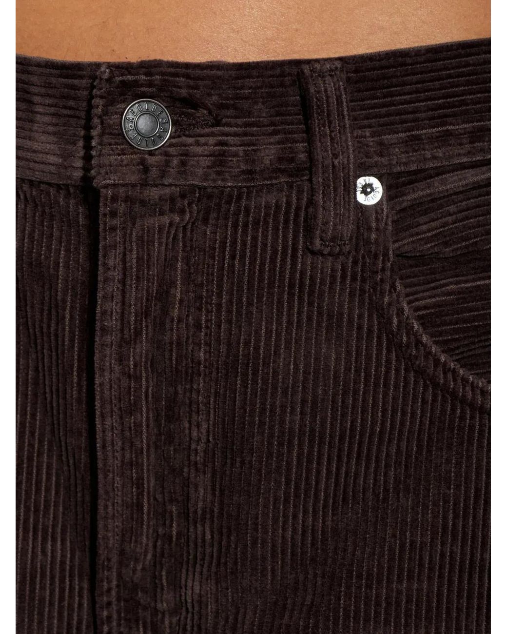 Agolde Brown Pantalon Low Curve En Velours Côtelé