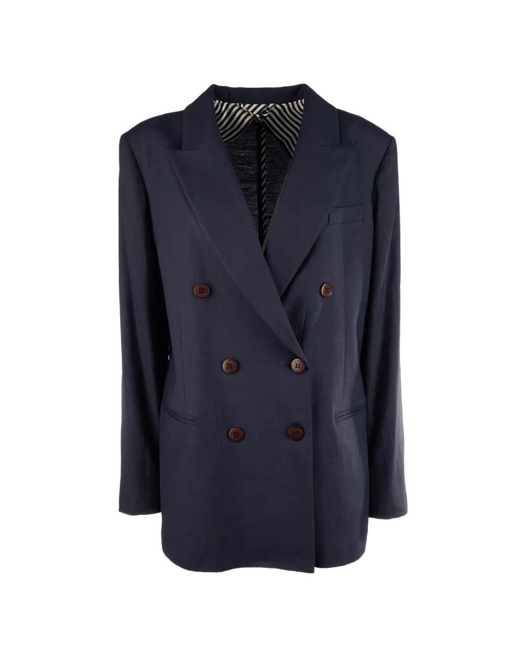 VI TO VI Blue Button Double-Breasted Blazer