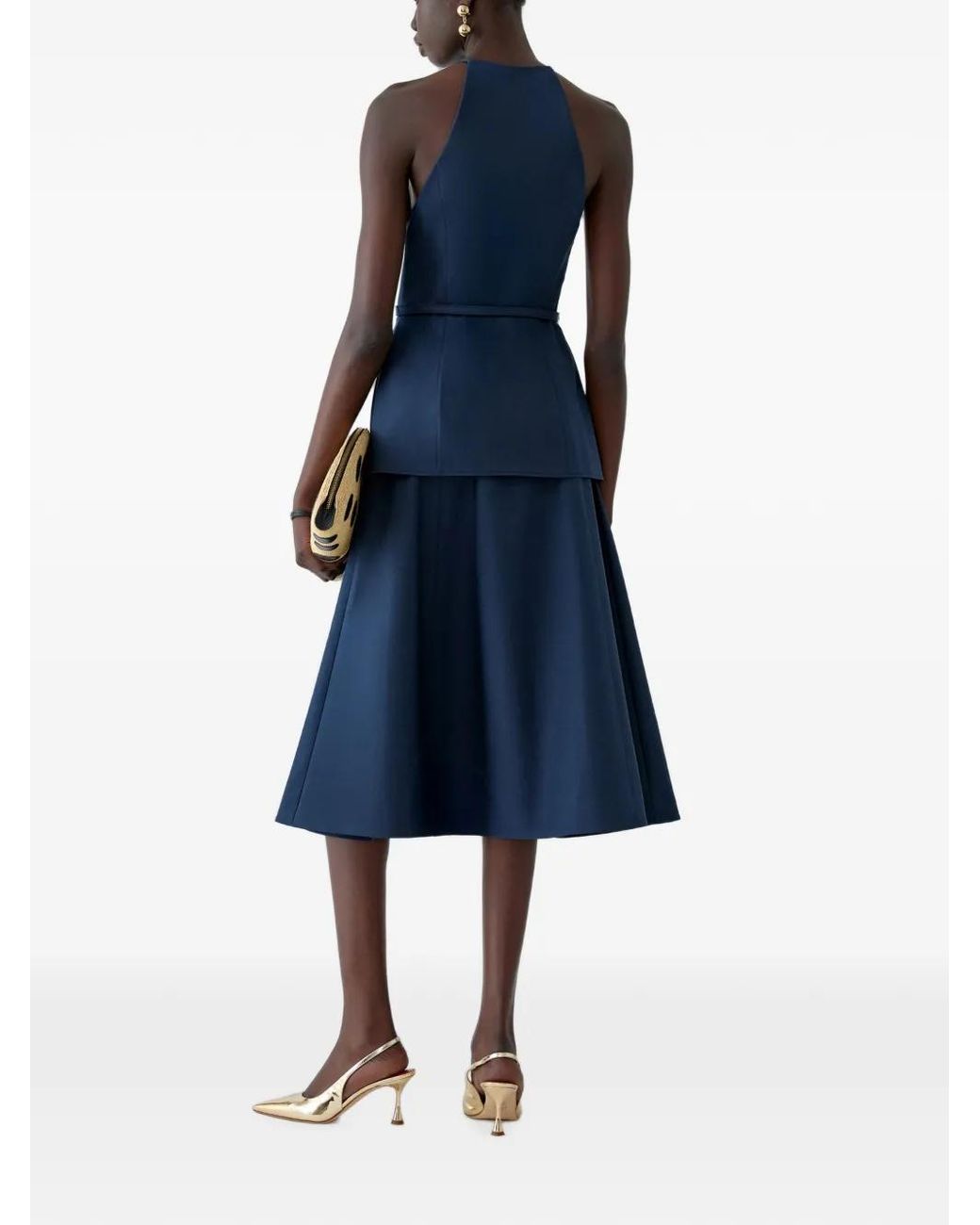 Carolina Herrera Blue Button-Front Midi Skirt