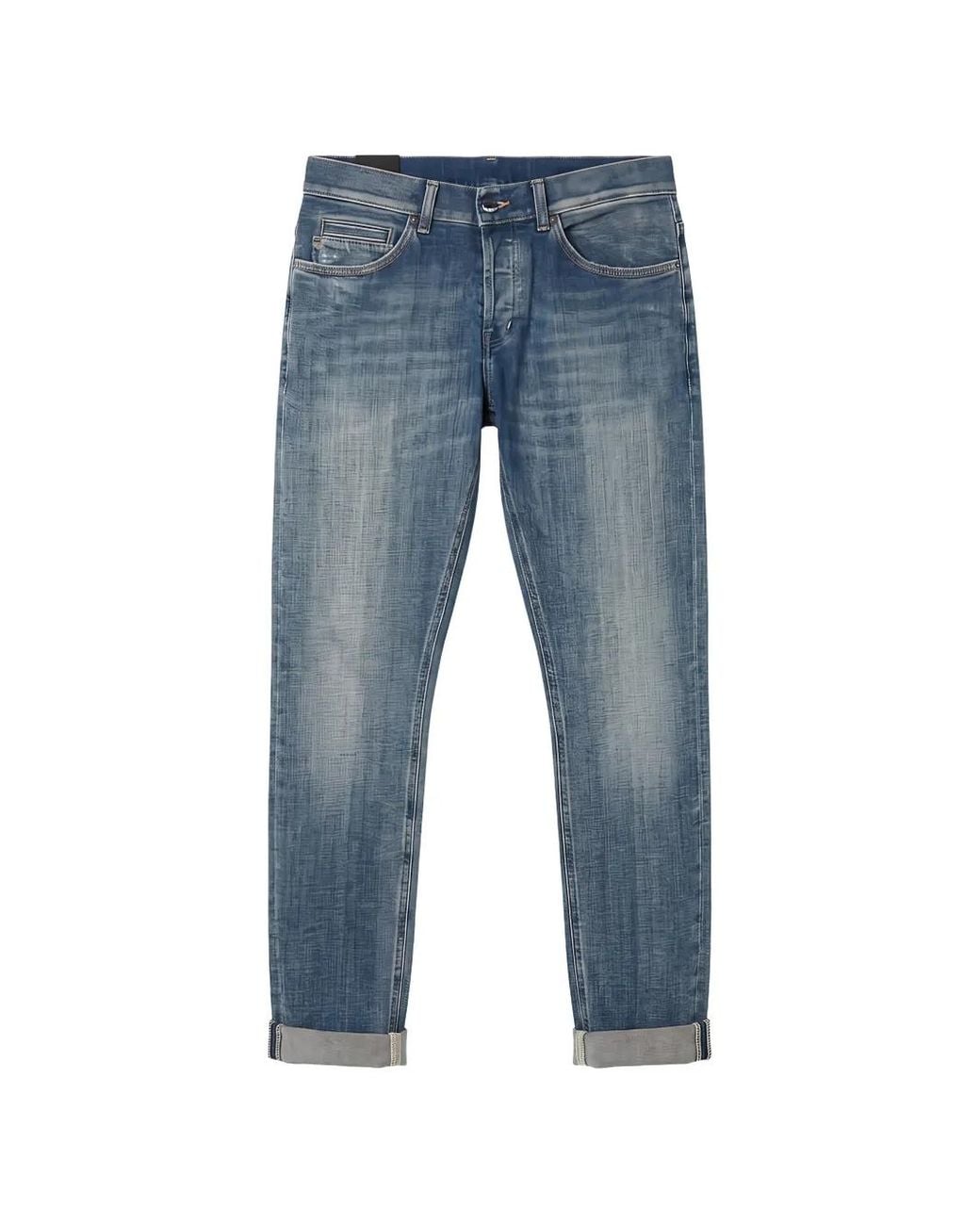 Dondup Blue George Faded Turn-Up Skinny Jeans for men