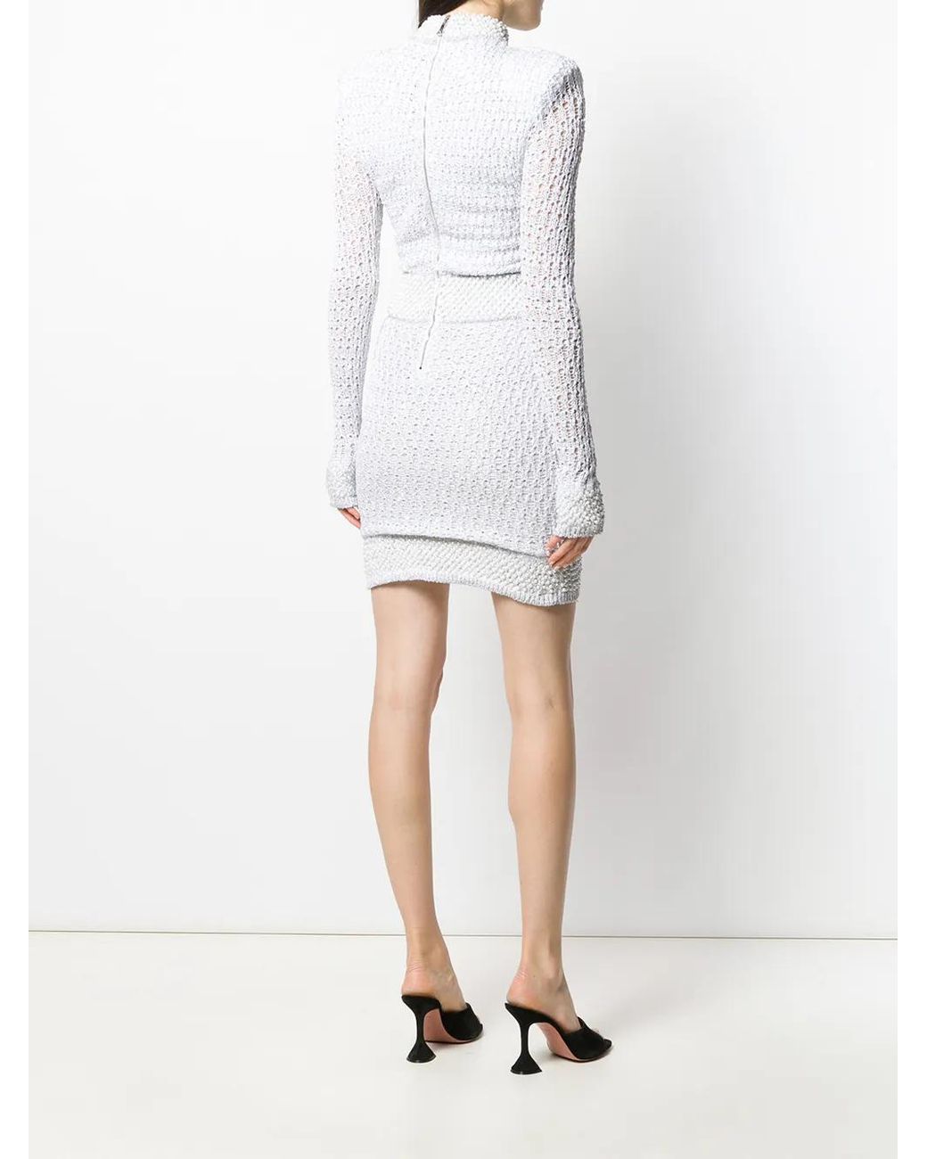 Balmain White Pearl And Sequin Embellished Knitted Dress