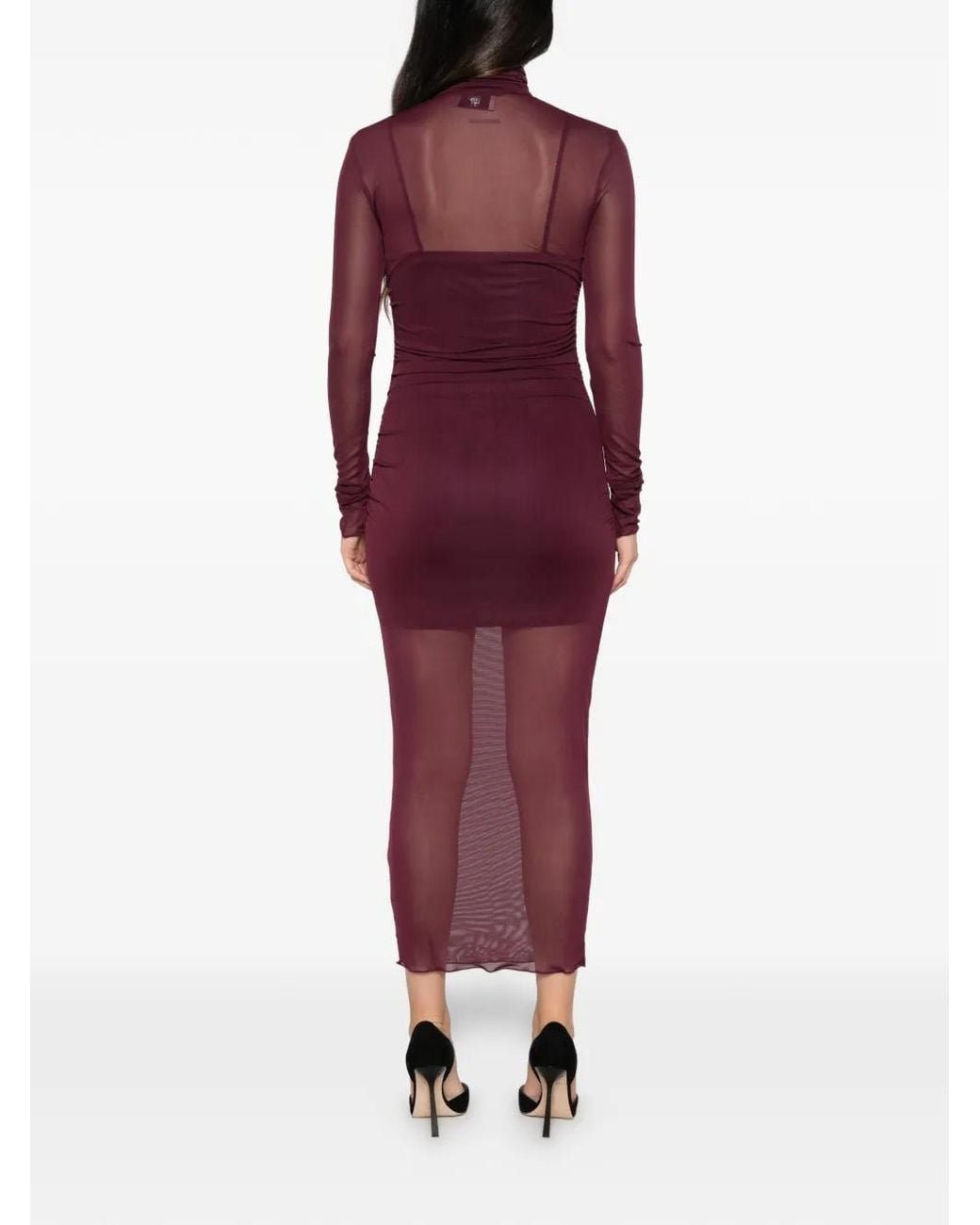 Aniye By Purple Sheer-Panelled Ruched Dress