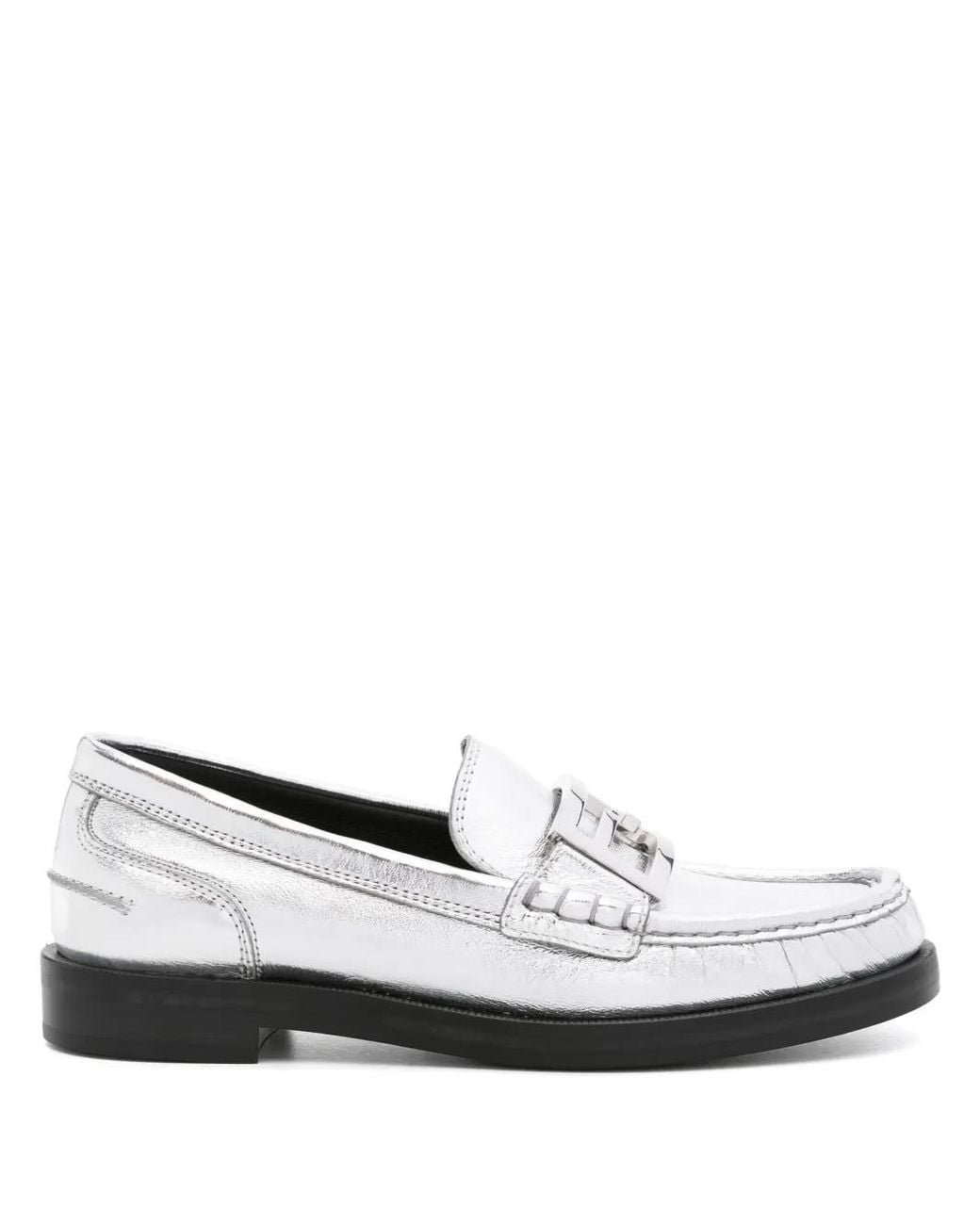 Fendi White Baguette Slip-On Loafers