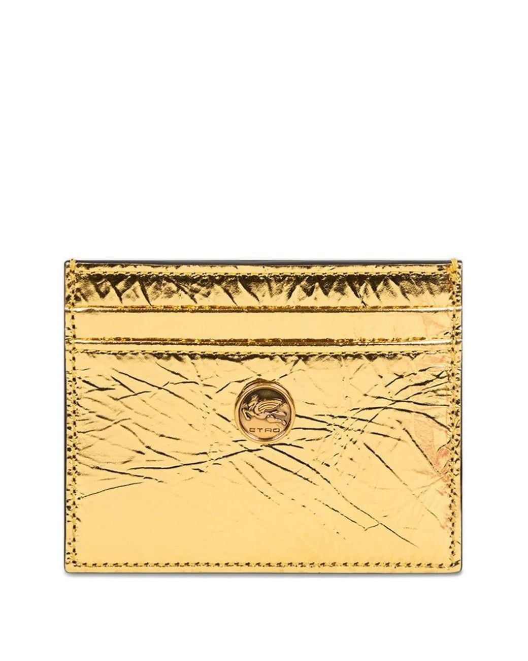 Etro Metallic Laminated Leather Card Holder