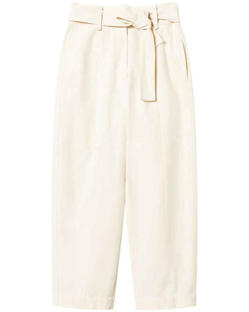 Twinset White Belted Gabardine Trousers