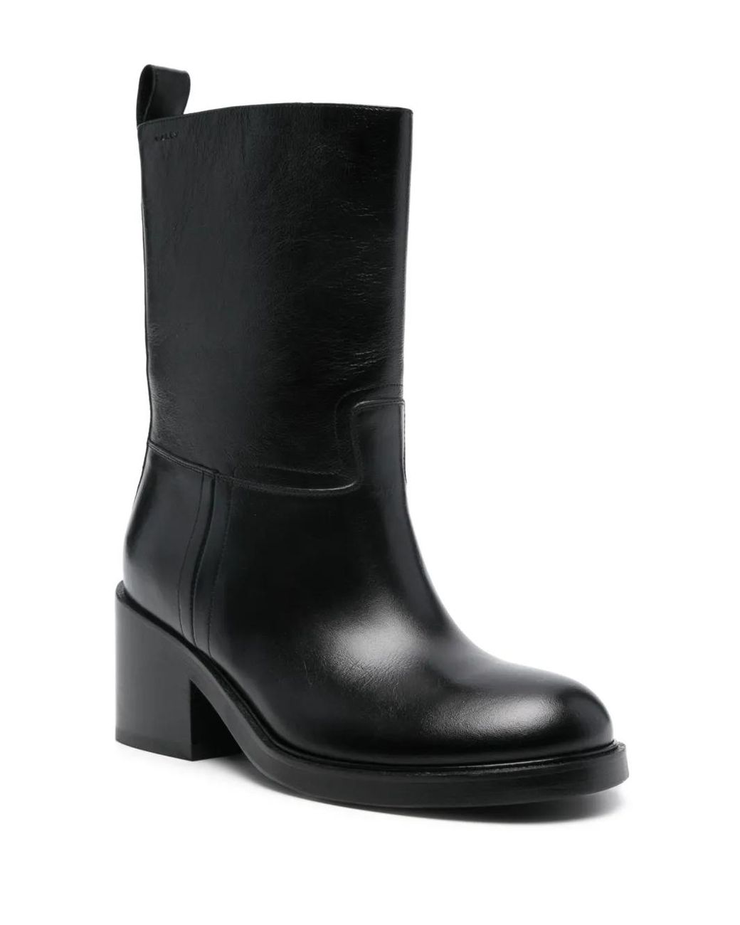 Bally Black Block Heel Seam Detail Leather Ankle Boots