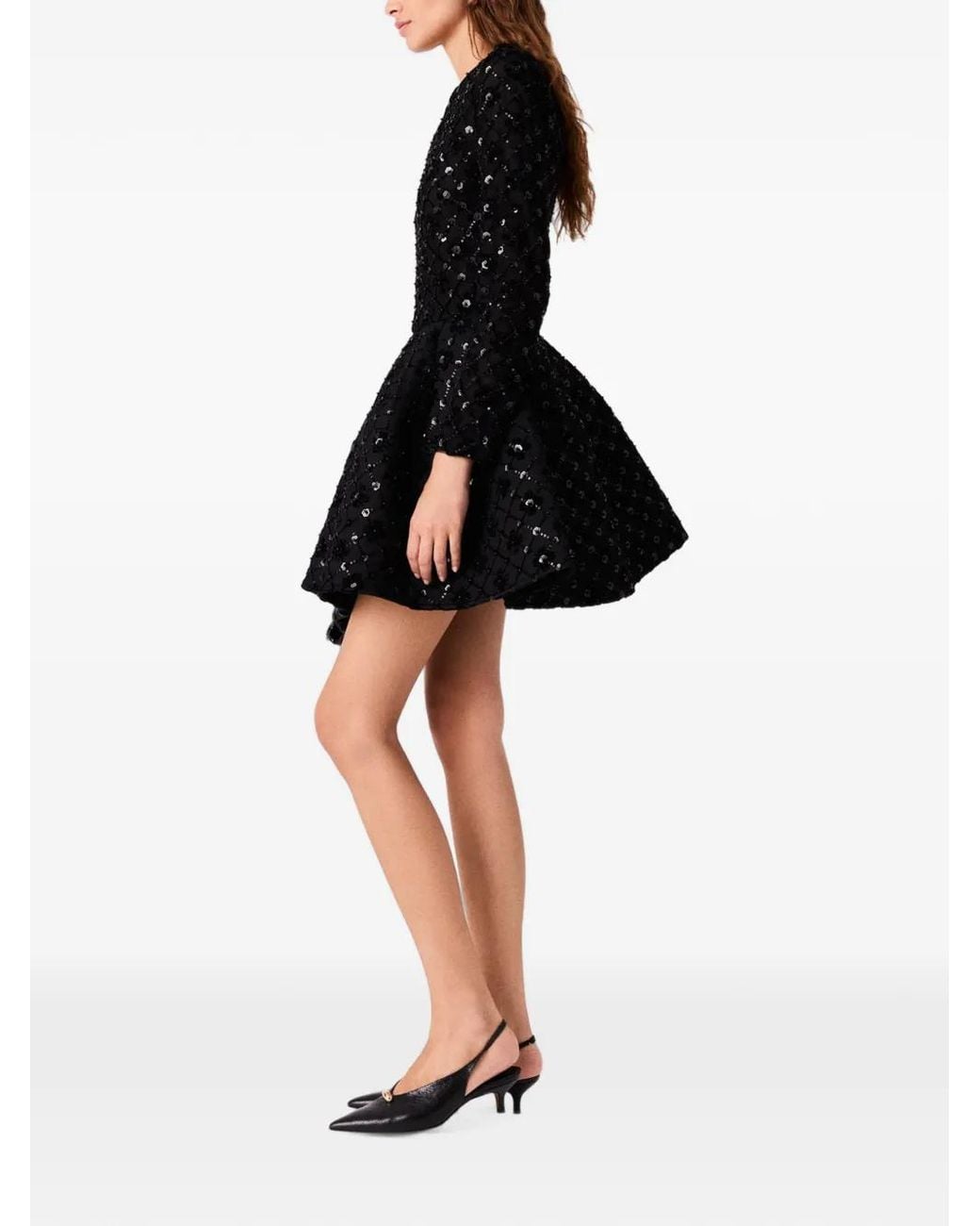 Maje Black Sequin-Embellished Mini Dress