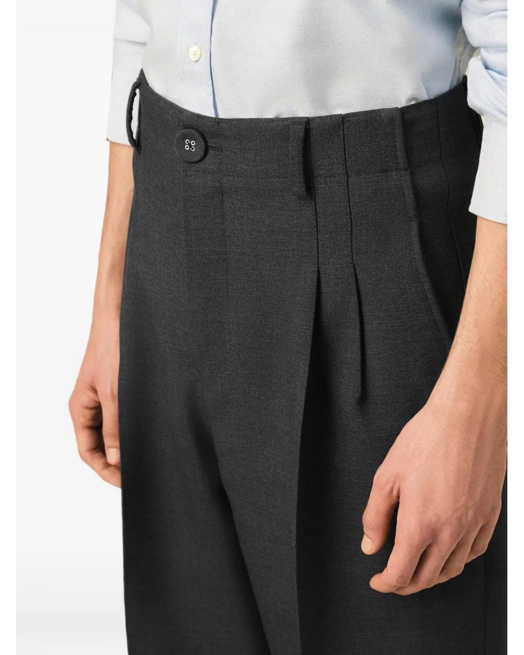 AMI Black Carrot High-Waisted Trousers With 2 Pleats for men
