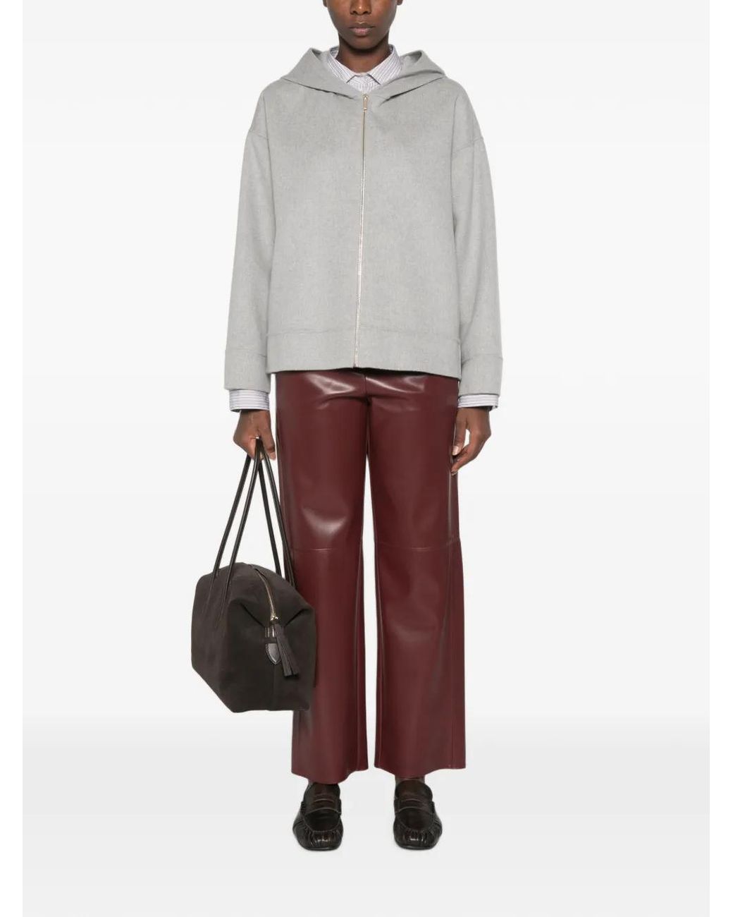 Max Mara Gray Hooded Zip-Up Jacket