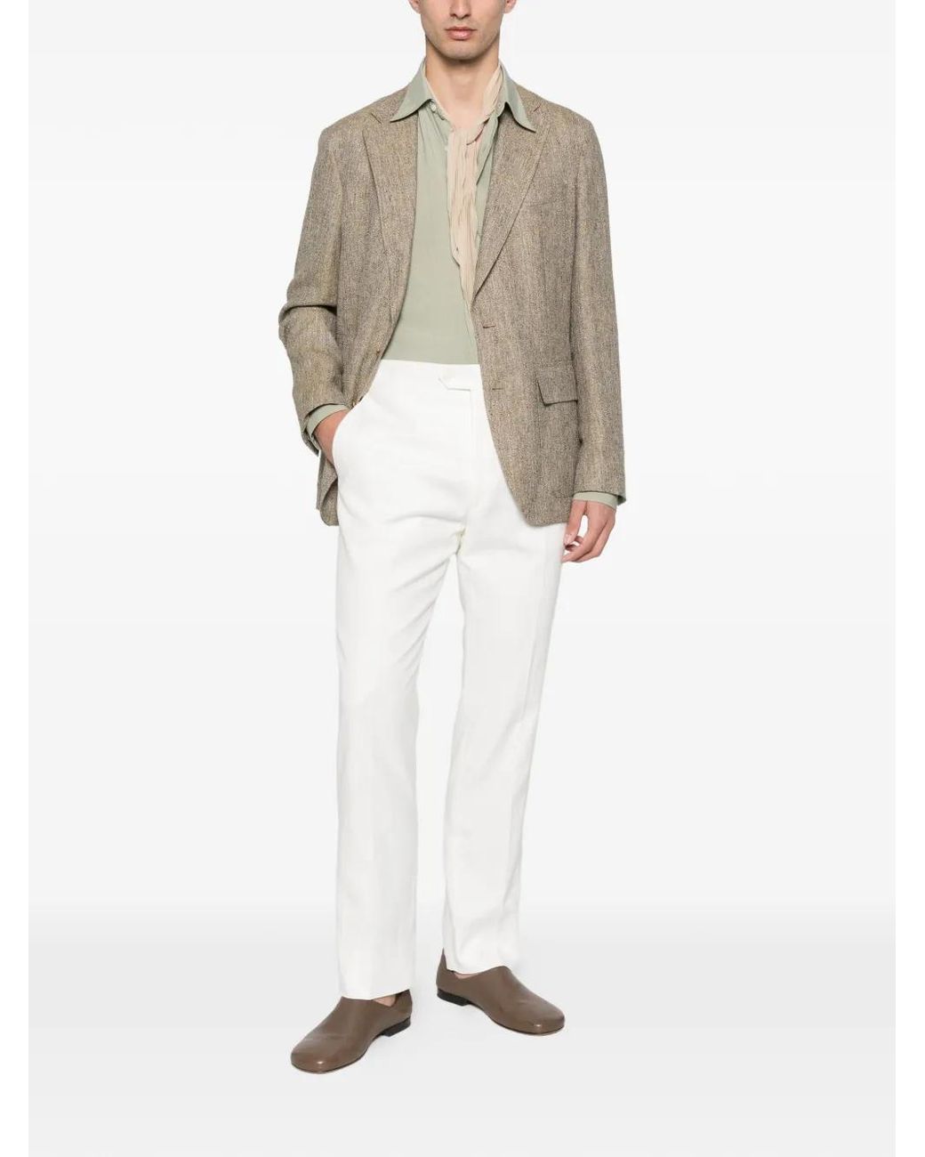 Fursac Natural Single-Breasted Notched-Lapel Blazer for men