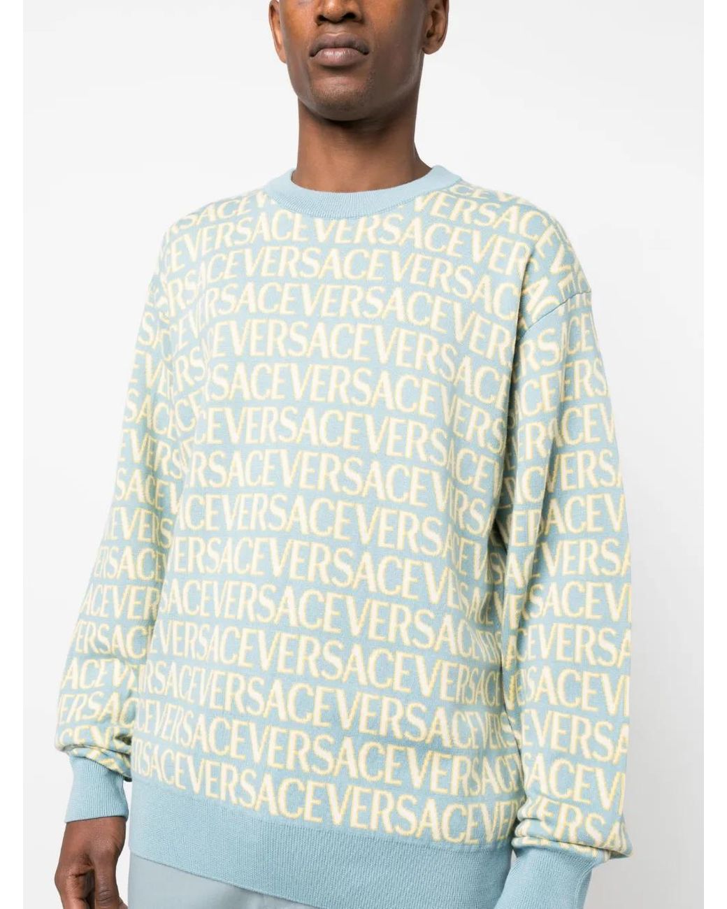 Versace Blue Allover Jumper for men