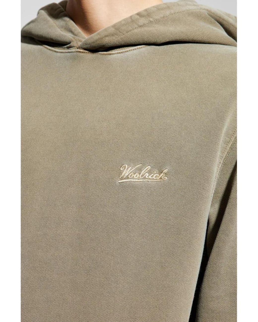 Woolrich Natural Logo-Embroidered Hoodie for men