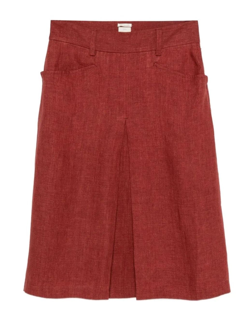 Massimo Alba Red Regina Pocket Midi Skirt