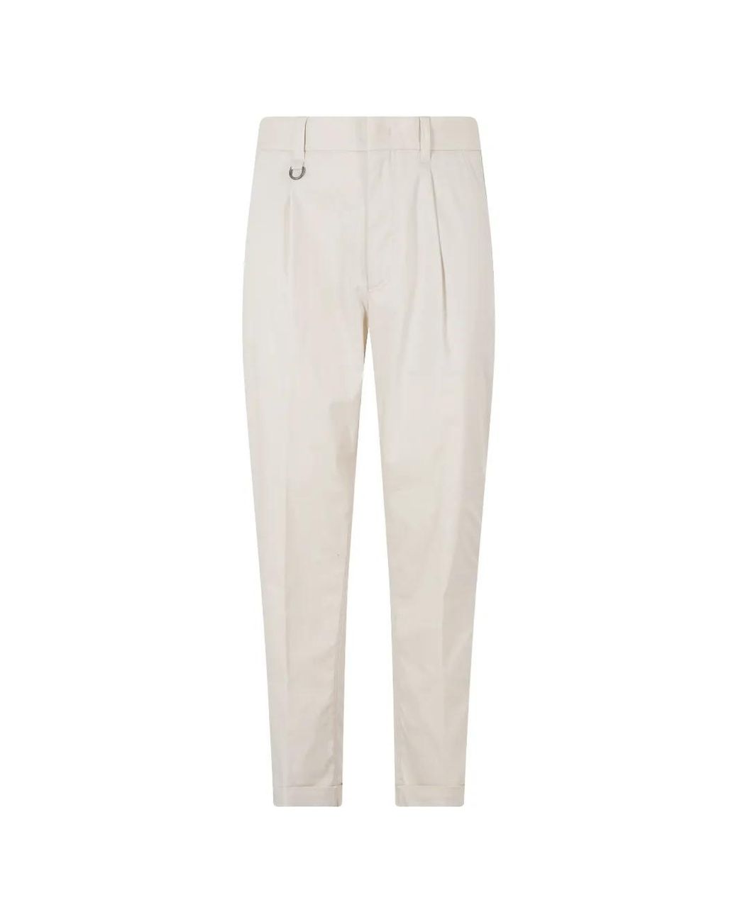 Paolo Pecora White Pantalon À Revers Et Détails Plissés for men