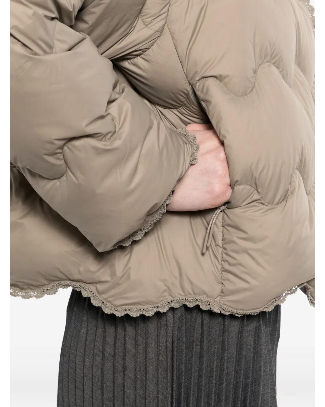 JNBY Natural Wave-Quilted Lace-Trim Jacket