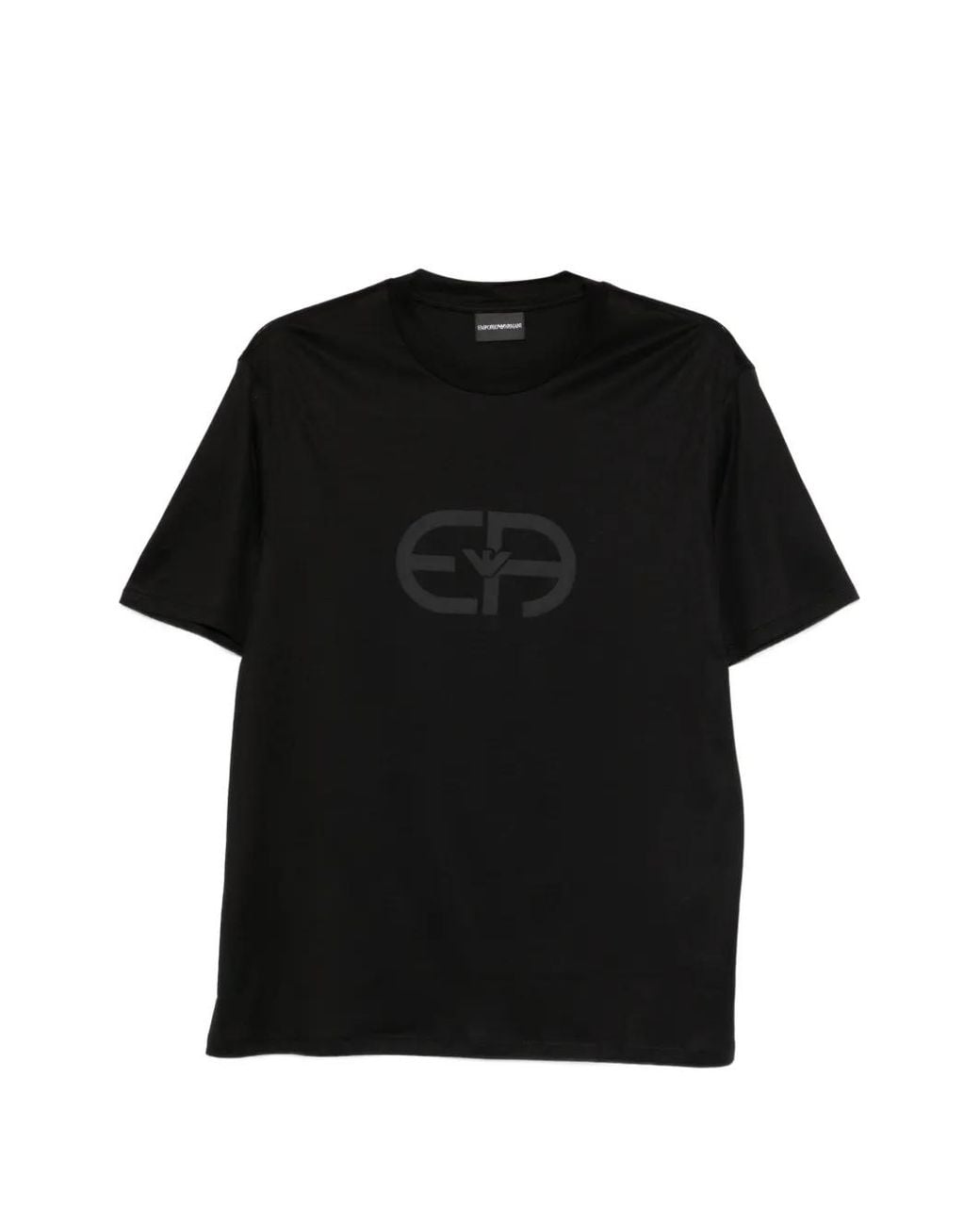 Emporio Armani Black Logo Cotton T-Shirt for men