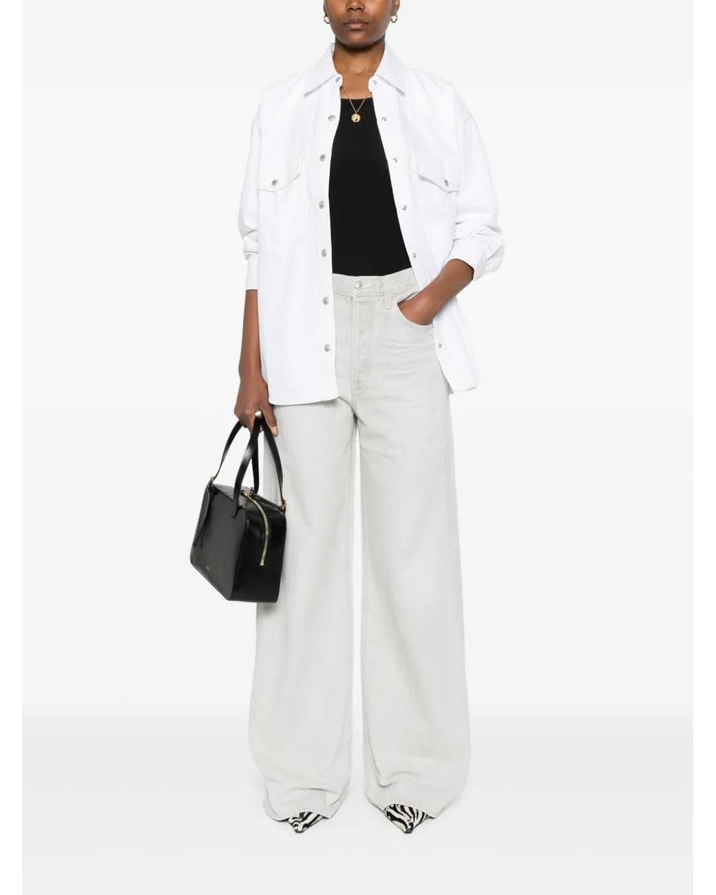 Agolde White Press-Stud Shirt