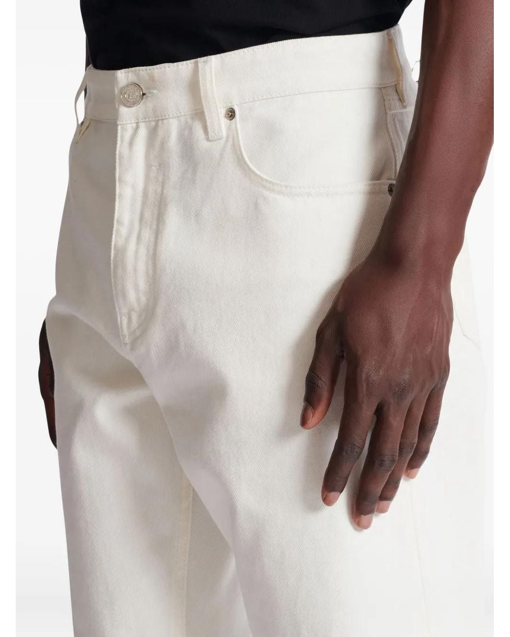 Balmain White Straight-Leg Cotton Jeans for men