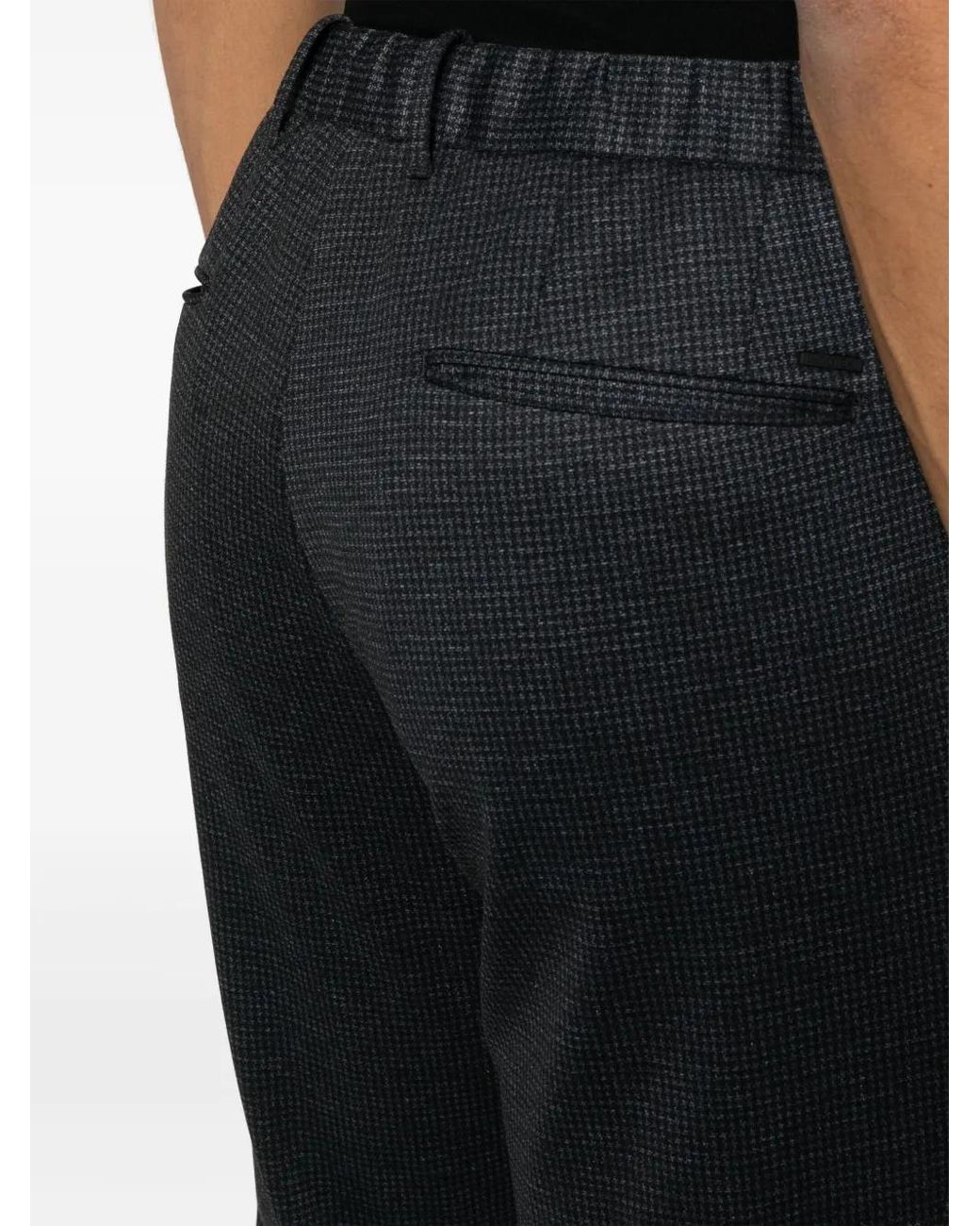 Incotex Blue Houndstooth-Pattern Tailored Trousers for men