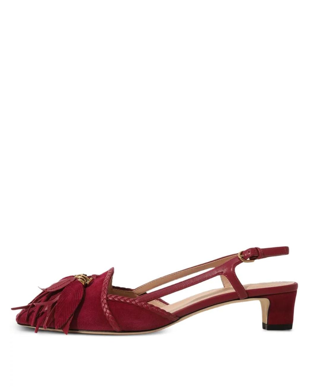 Tod's Red Fringe-Detail Suede Pumps