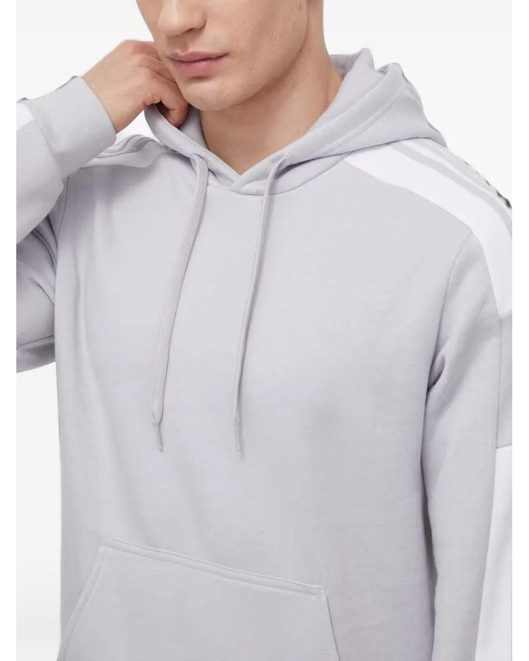 Adidas Gray Signature Stripes-Detail Hoodie for men