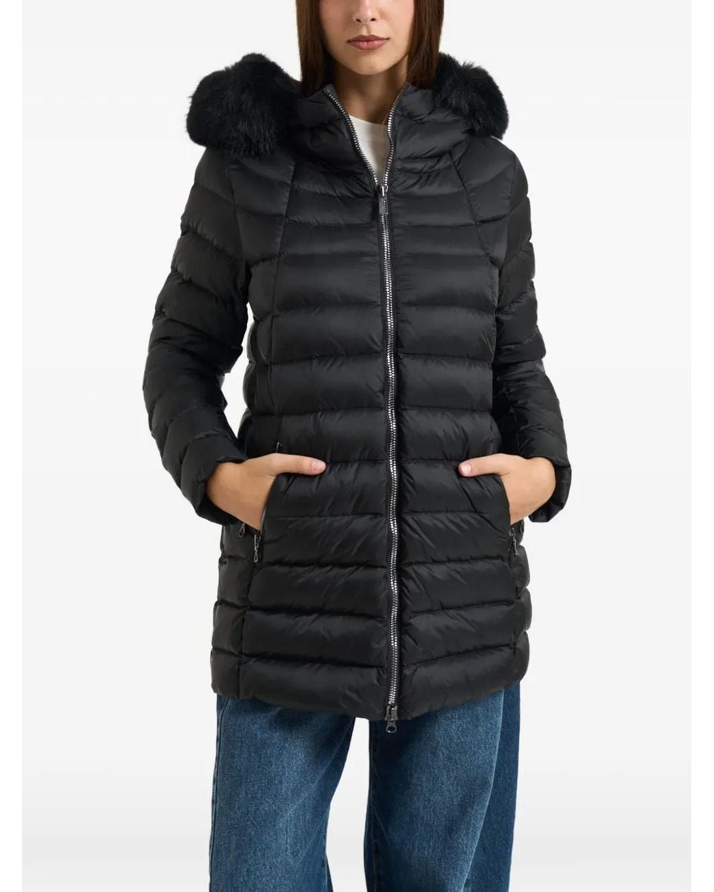 Colmar Black Quilted Singke-Breasted Coat
