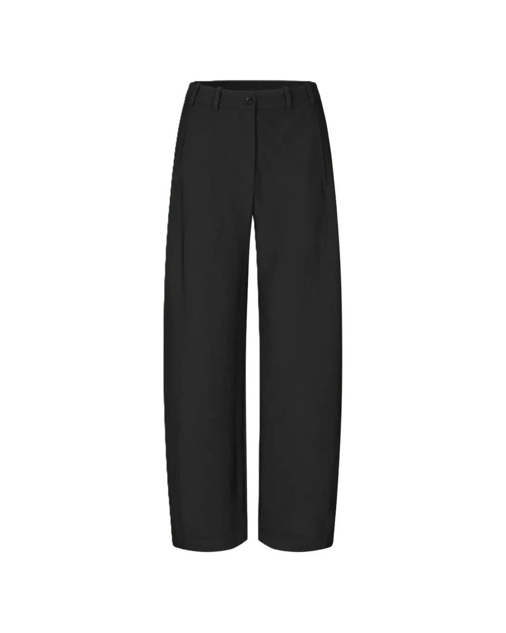 Stine Goya Black Pleated Wide-Leg Trousers