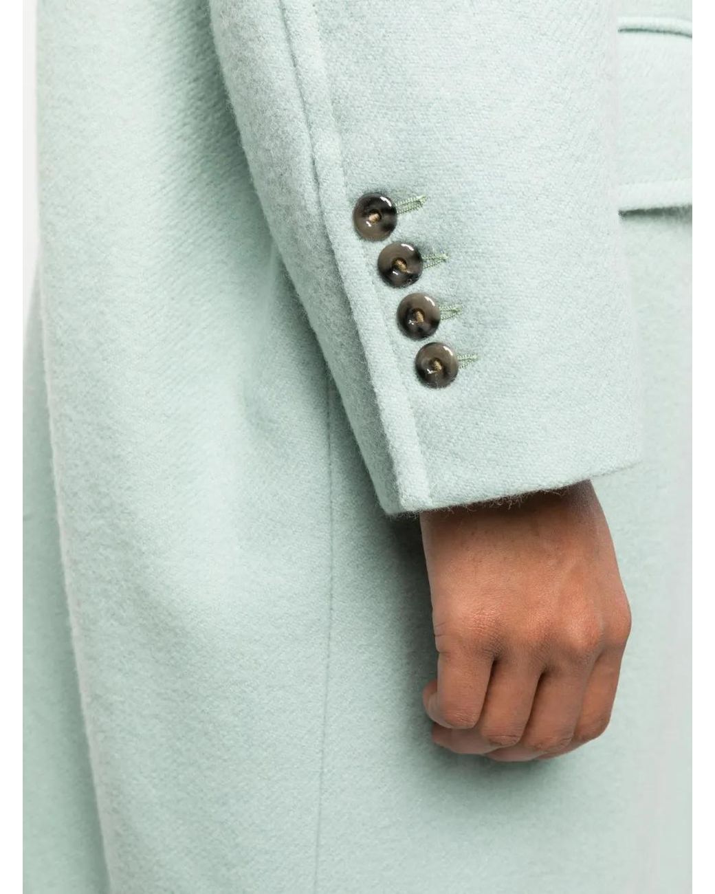 Alysi Blue Double-Breasted Buttoned Wool Coat