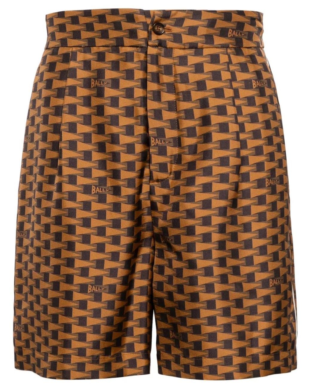 Bally Brown Pennant-Print Silk Shorts for men