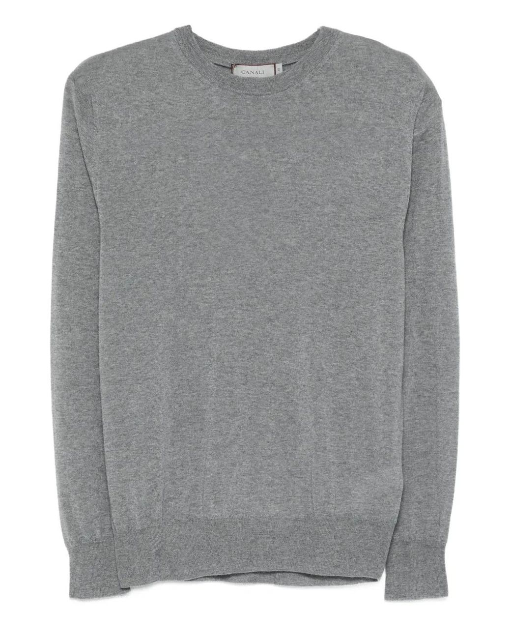 Canali Gray Round-Neck Wool T-Shirt for men