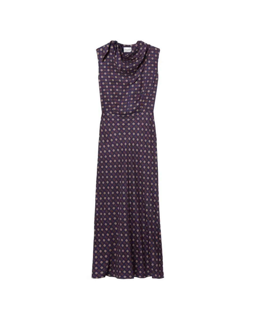 Claudie Pierlot Purple Flowy Scarf Neck Dress
