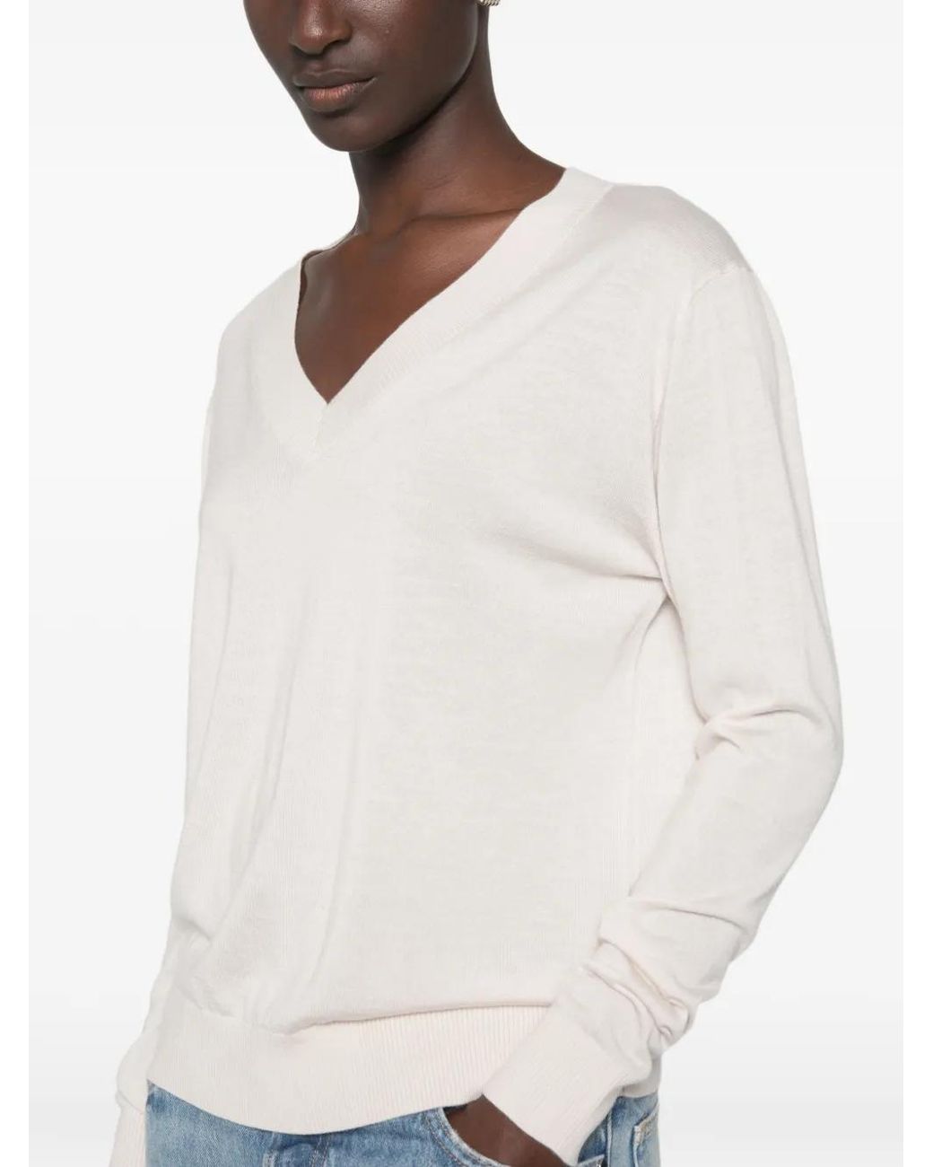 Weekend by Maxmara White Talamo V-Neck Sweater