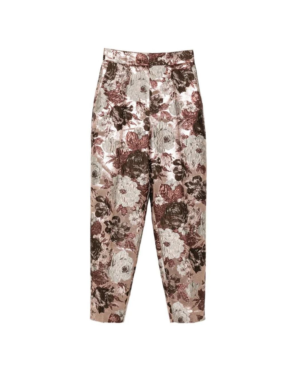 Elie Saab White Floral-Brocade Trousers