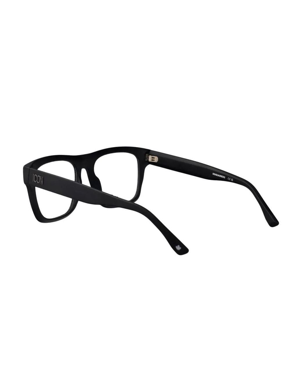 DSquared² Black Icon Rectangle Acetate Frames for men