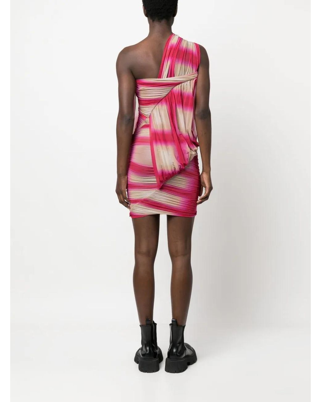 Rick Owens Pink Draped One-Shoulder Dress
