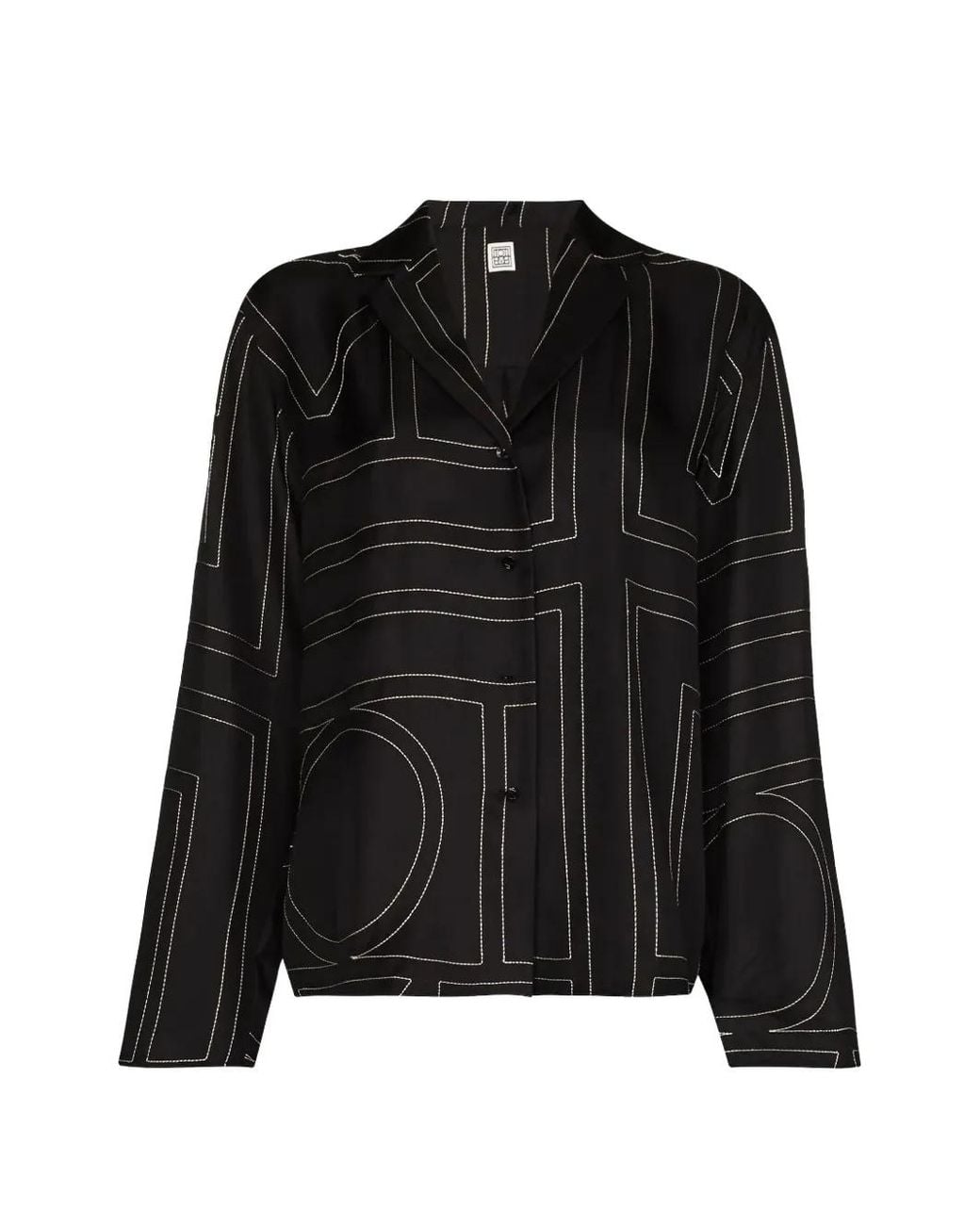 Totême Black Monogram Silk Pj Top