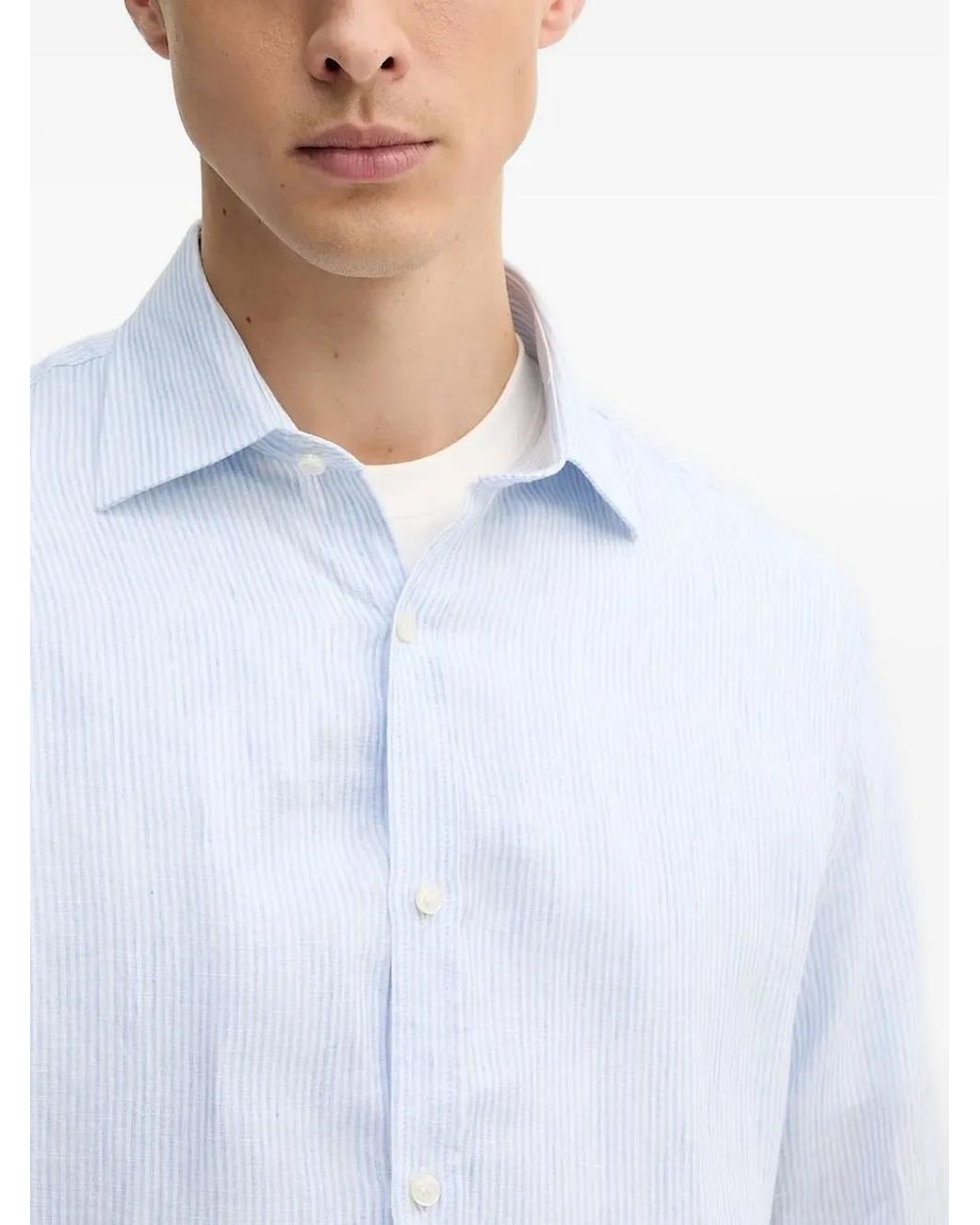 Paul & Shark Blue Striped Linen Shirt for men