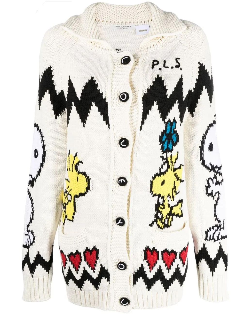 Philosophy Di Lorenzo Serafini Black Graphic-Print Knit Cardigan
