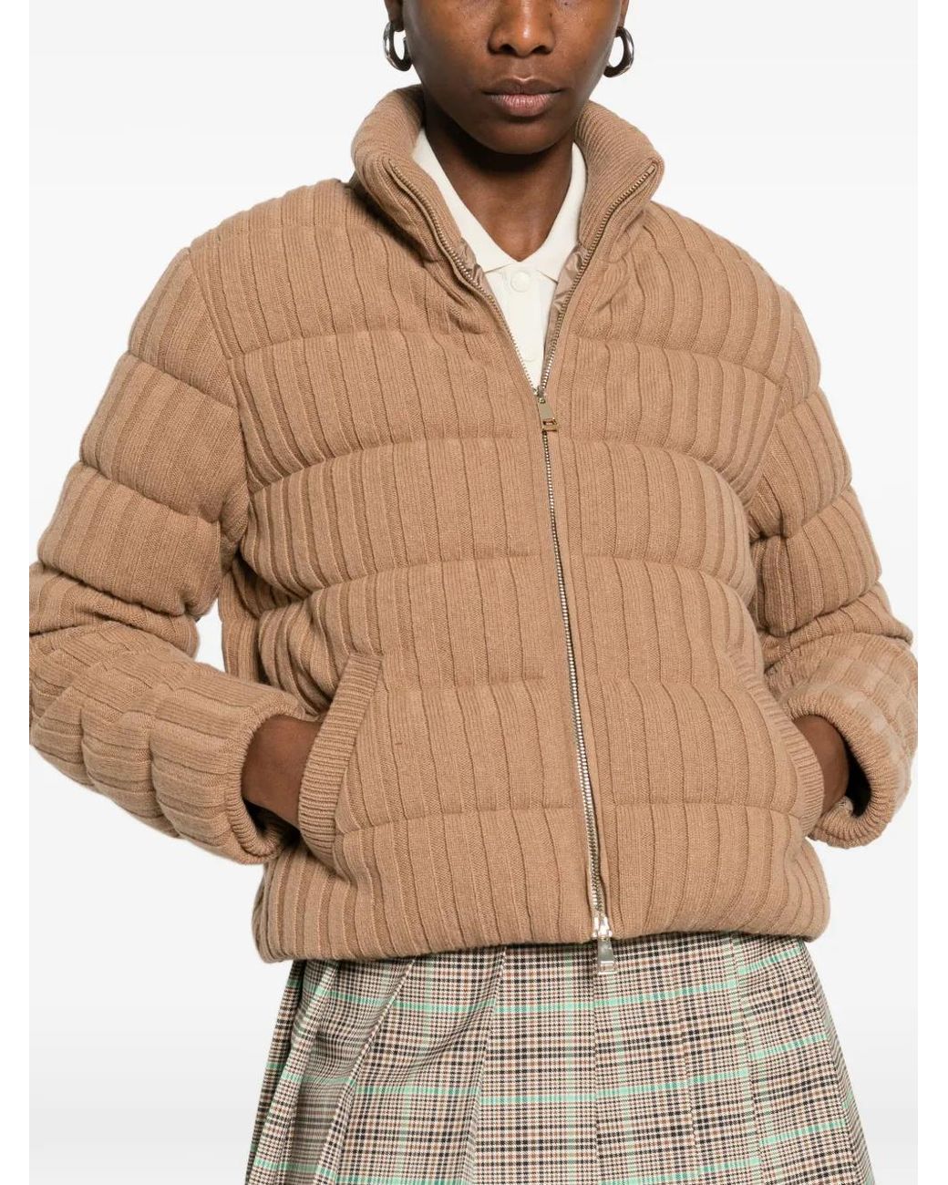 Moncler Natural Padded Zip-Up Jacket