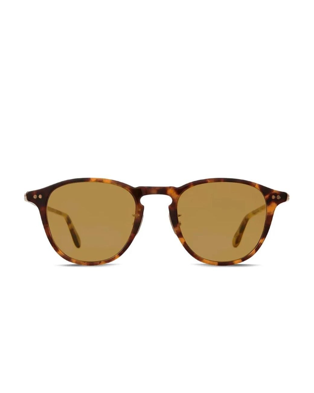 Garrett Leight Natural Hampton Tortoiseshell Round Sunglasses