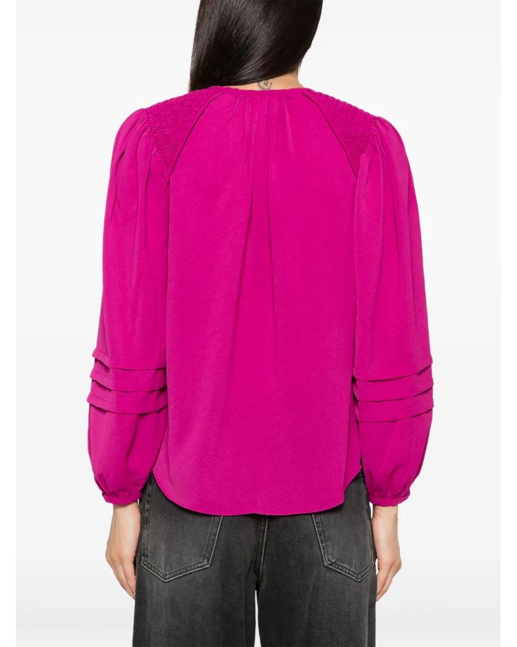 Isabel Marant Pink Lamaya Tie-Neck Blouse