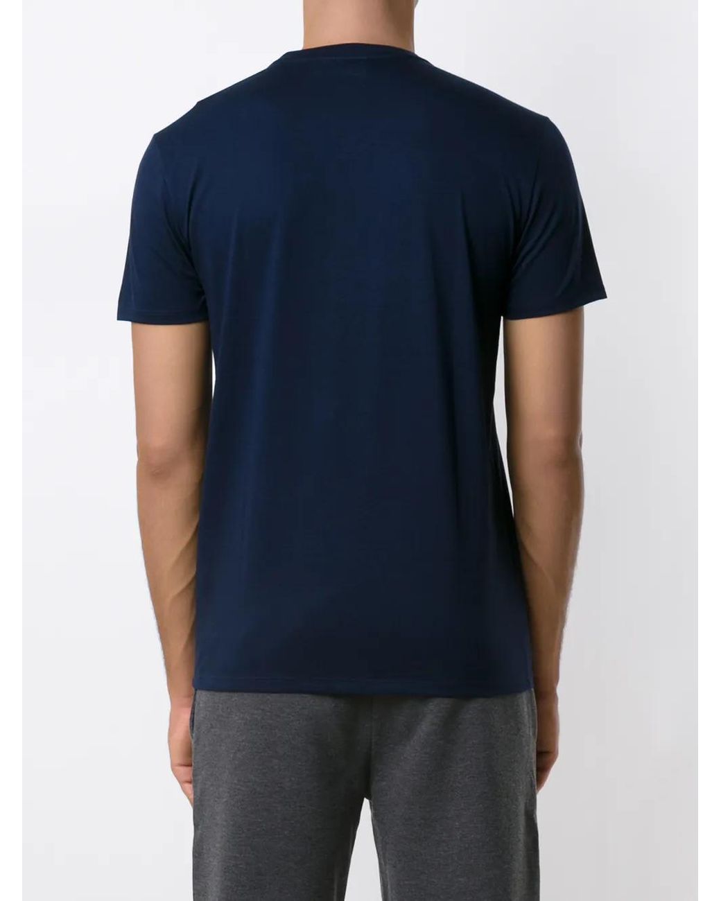 Lacoste Blue Logo-Appliqué V-Neck Cotton T-Shirt for men