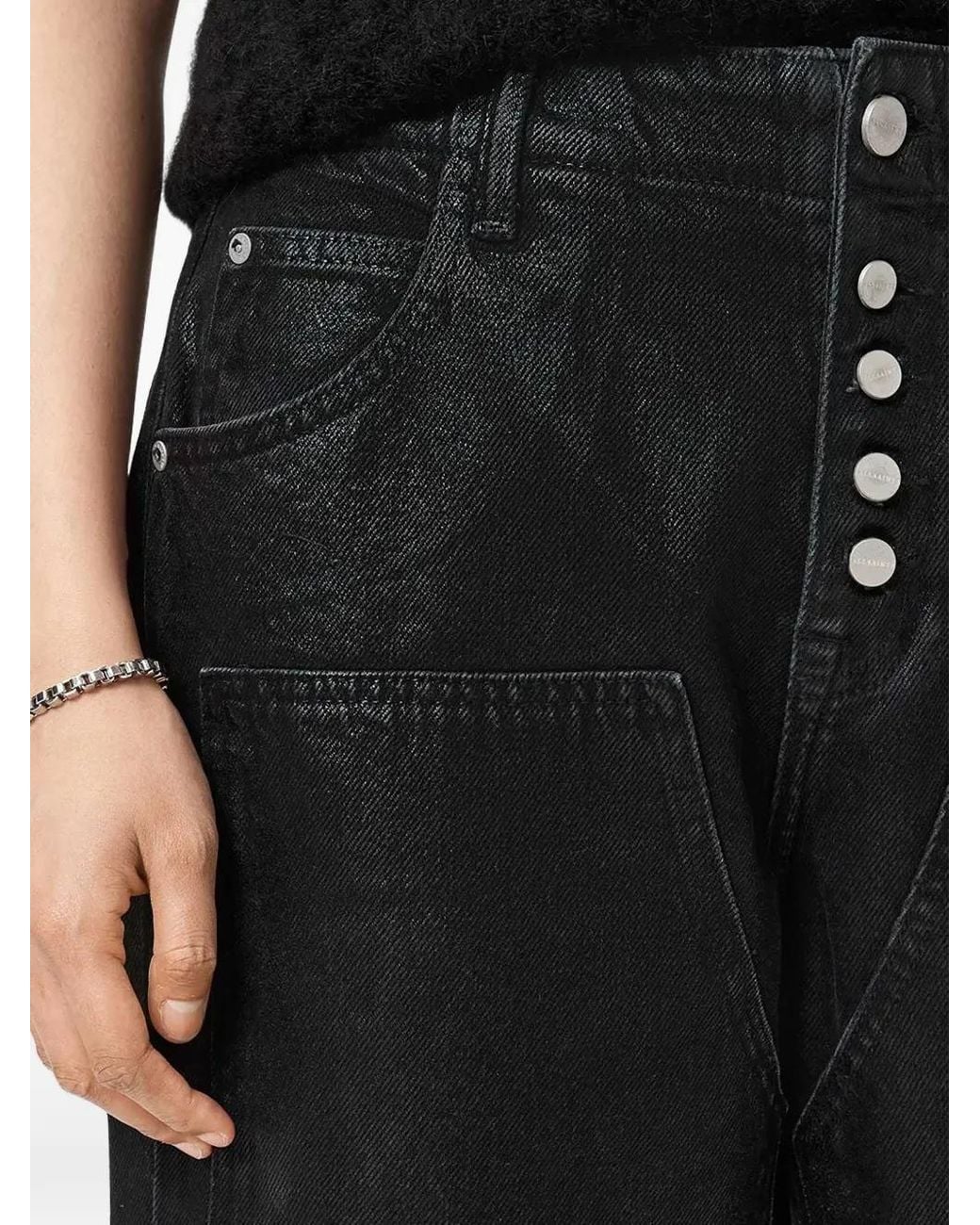 AllSaints Black Tay Belt-Loop Button Jeans