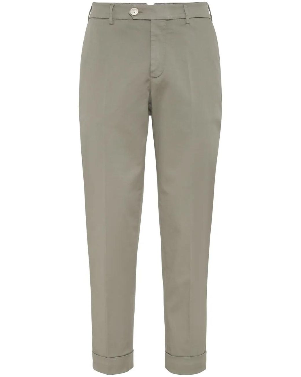 Brunello Cucinelli Gray Gabardine Cotton Trousers for men