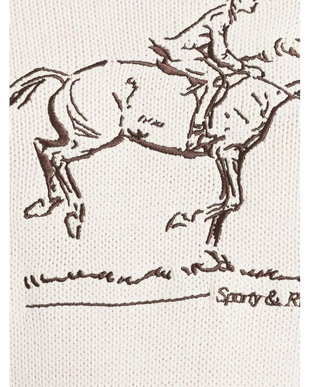 Sporty & Rich White Horse-Embroidered Sweater