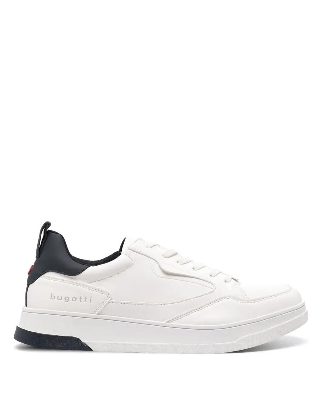 Bugatti White Contrast-Heel Panelled Sneakers for men